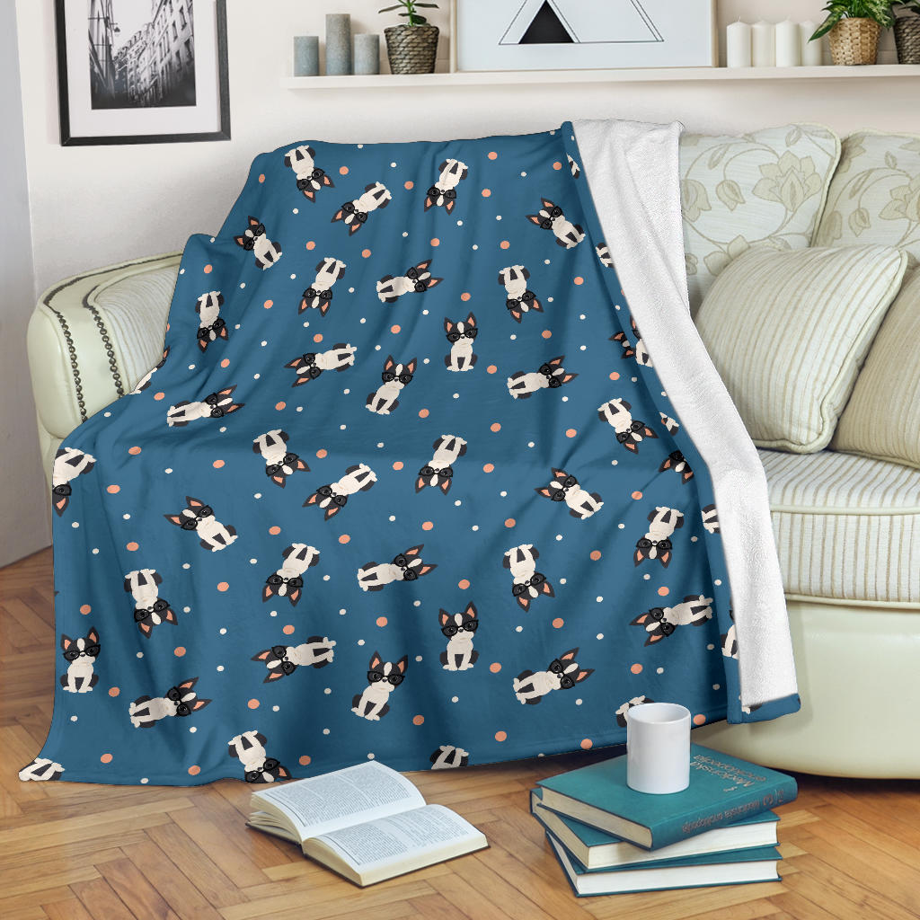 Cute Boston Terrier Dog Spattern Premium Blanket