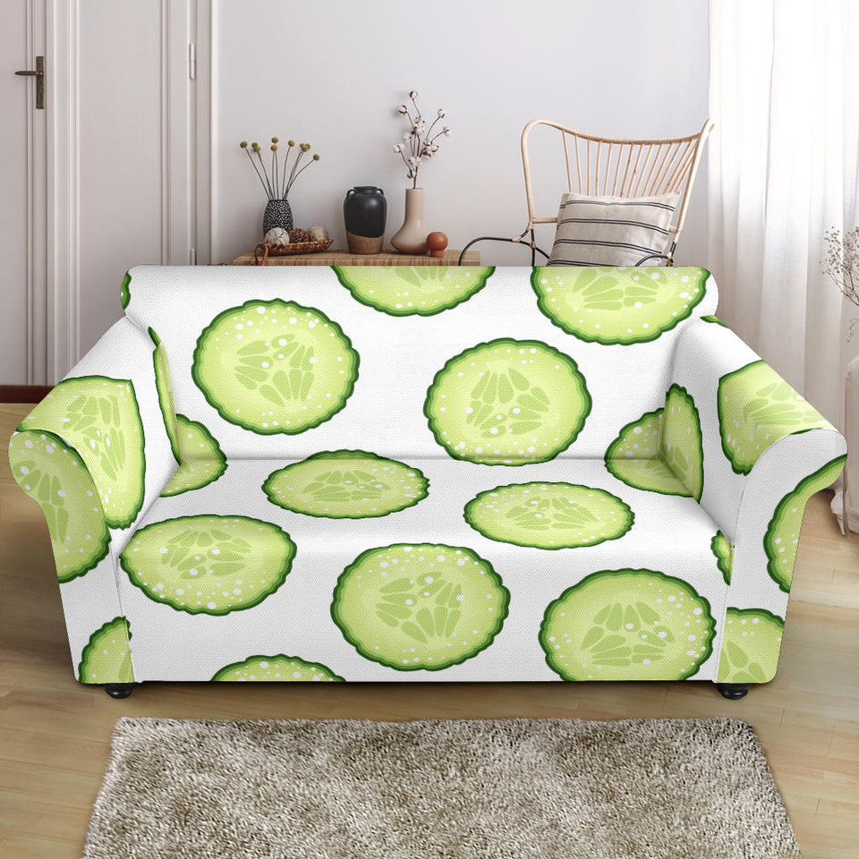 Cucumber Slices Pattern Loveseat Couch Slipcover