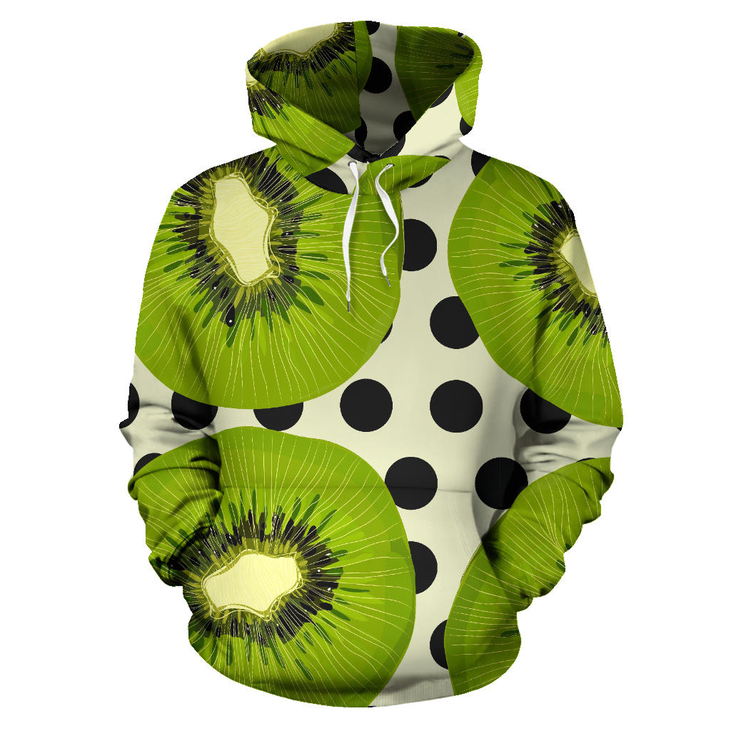 Kiwi Black Dot Background Men Women Pullover Hoodie