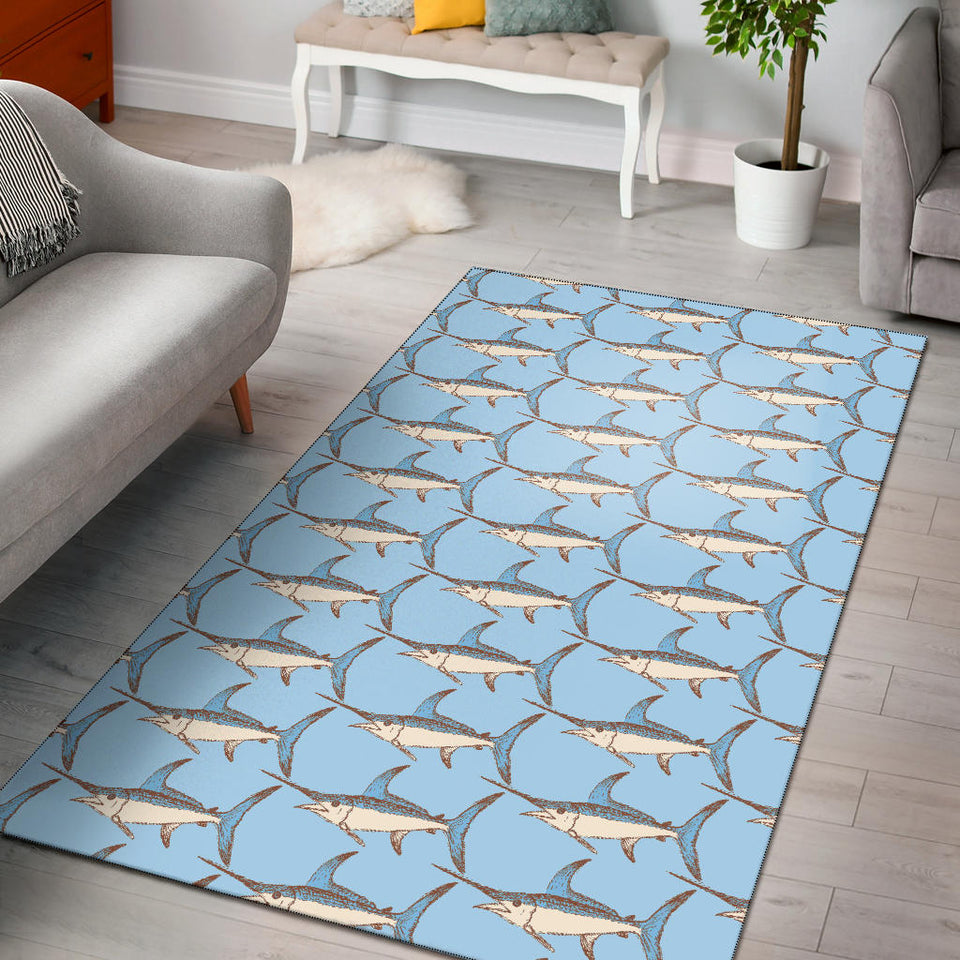 Swordfish Pattern Print Design 01 Area Rug