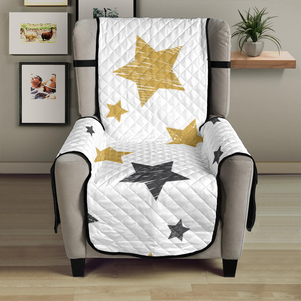 hand drawn gold black star pattern Chair Cover Protector