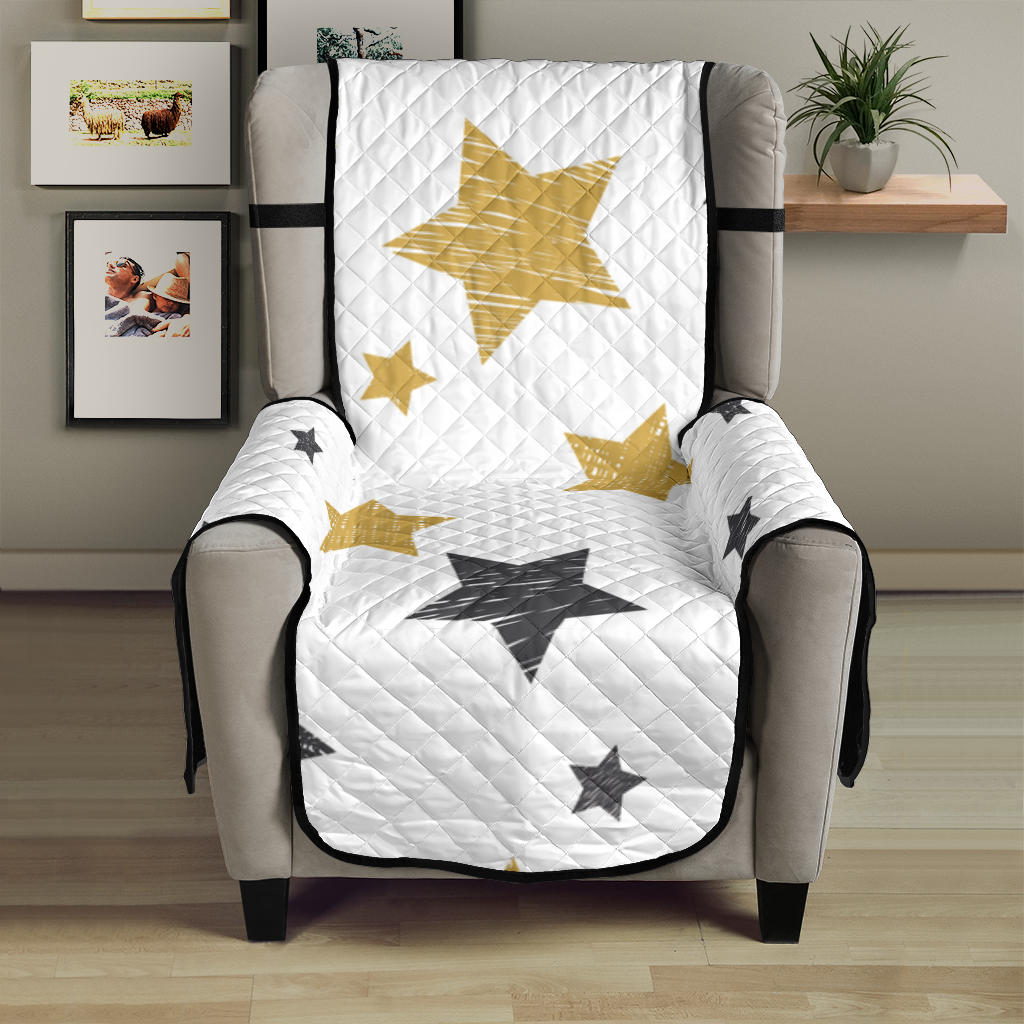 hand drawn gold black star pattern Chair Cover Protector