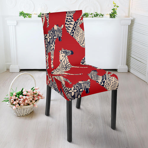 Zebra Abstract Red Background Dining Chair Slipcover