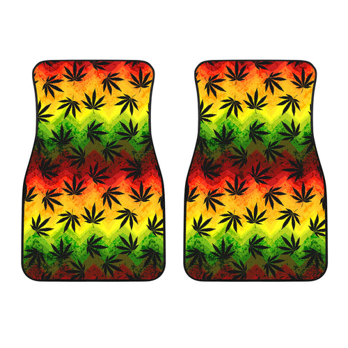 Canabis Marijuana Weed Pattern Print Design 03 Front Car Mats