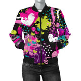 Heart Dot Wave Star Creative Design Pattern Women'S Bomber Jacket
