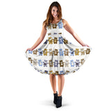 Teddy Bear Pattern Print Design 02 Sleeveless Midi Dress