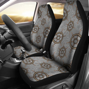 Nautical Wood Steering Wheel Pattern Universal Fit Car Seat Covers