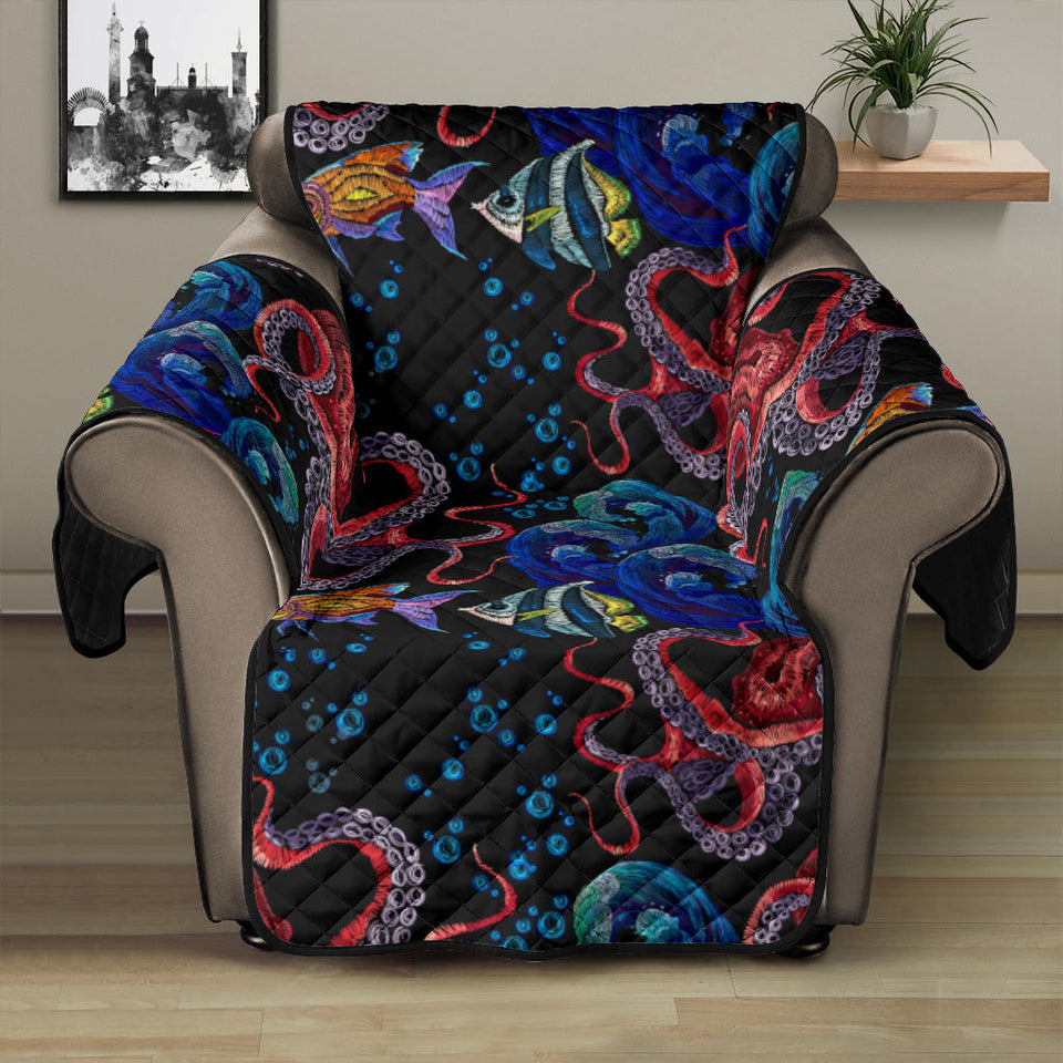 Octopus sea wave tropical fishe pattern Recliner Cover Protector