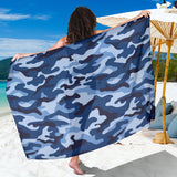 Blue Camo Camouflage Pattern Sarong