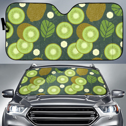 Whole Sliced Kiwi Leave And Flower Car Sun Shade