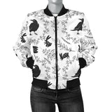 Crows Floral Wreath Rabbit Pattern Women'S Bomber Jacket