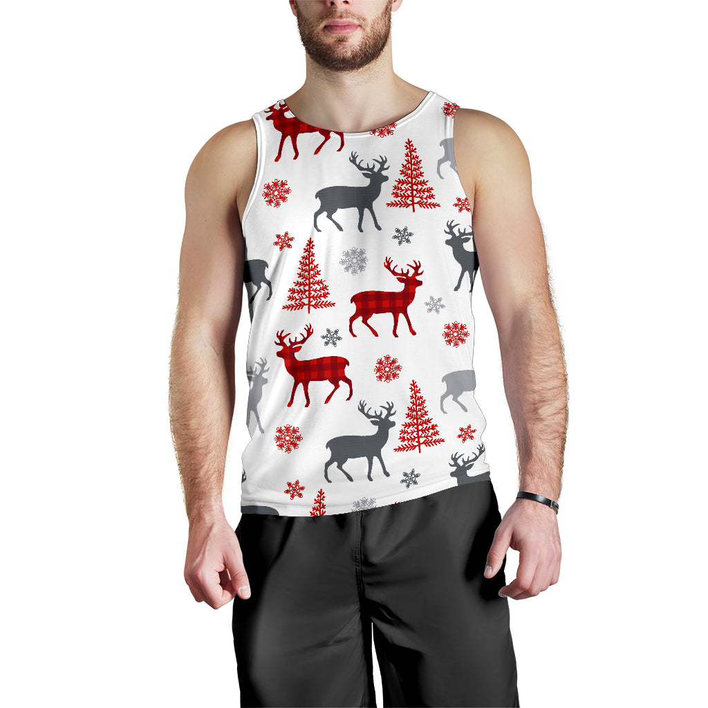 Deer tree snowflakes chrismas pattern Men Tank Top