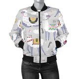 Cute Llama Alpaca Pattern Women'S Bomber Jacket