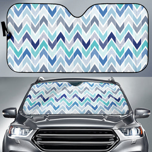 Zigzag  Chevron Blue Pattern Car Sun Shade
