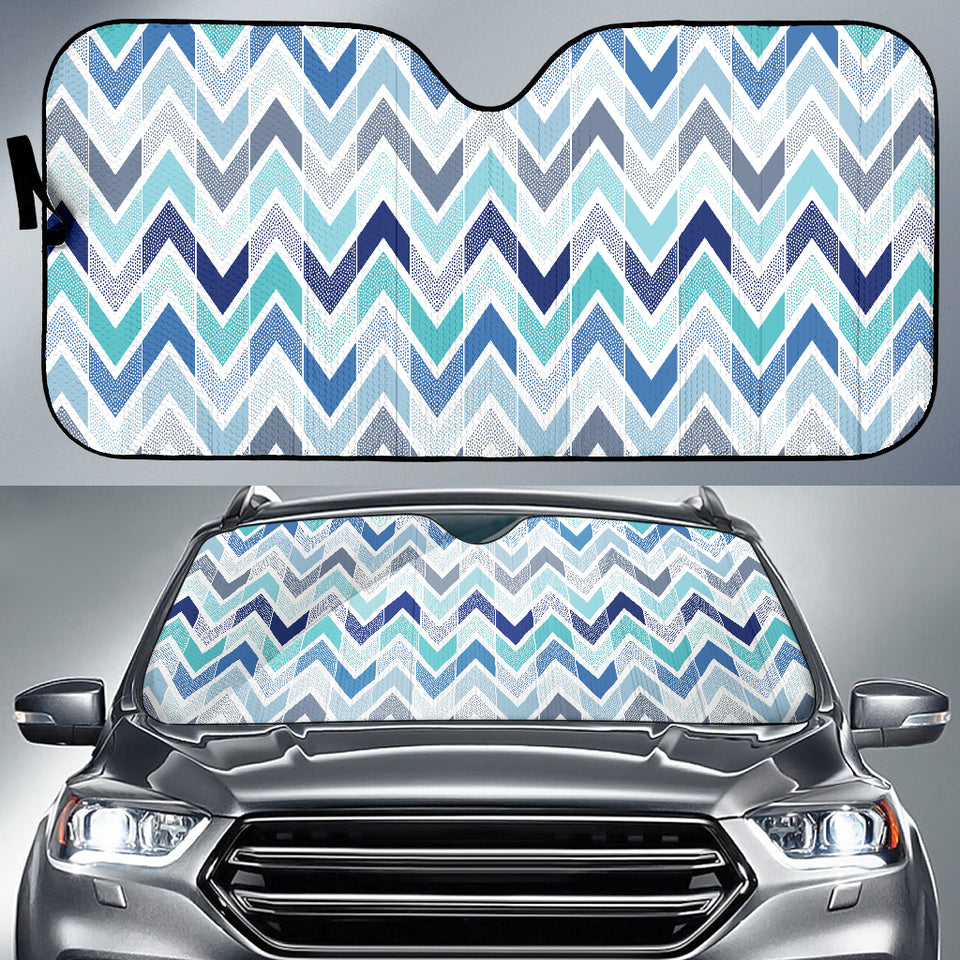 Zigzag  Chevron Blue Pattern Car Sun Shade