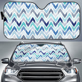Zigzag  Chevron Blue Pattern Car Sun Shade