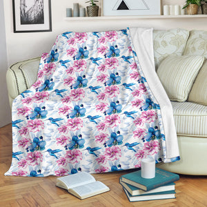 Hummingbird Pattern Print Design 02 Premium Blanket