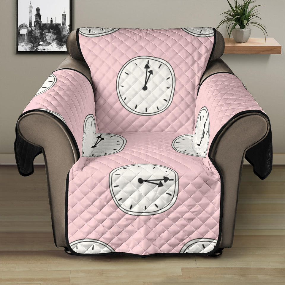 Clock pattern pink blackground Recliner Cover Protector