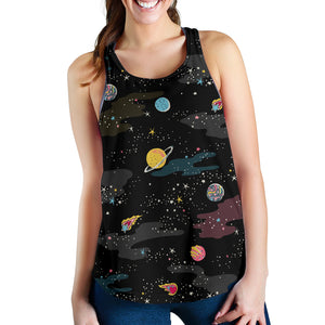 space pattern Women Racerback Tank Top