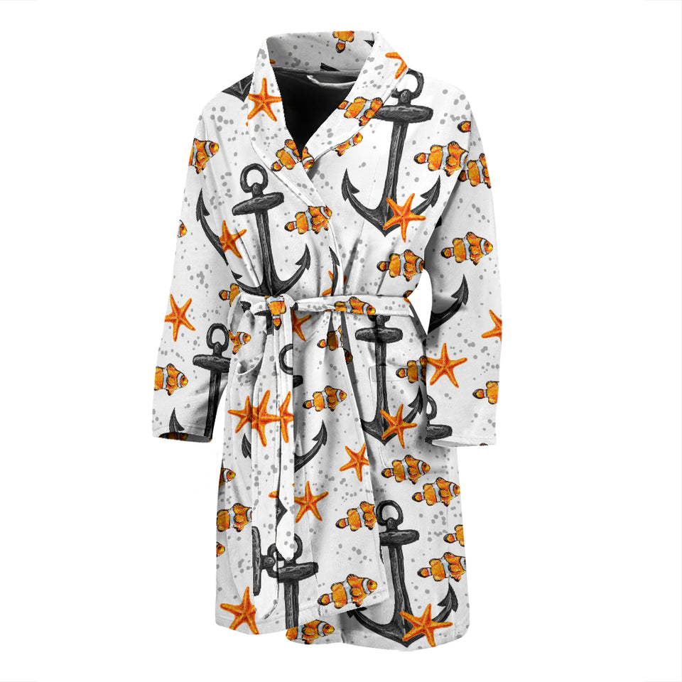 Clown Fish Pattern Print Design 02 Men's Bathrobe