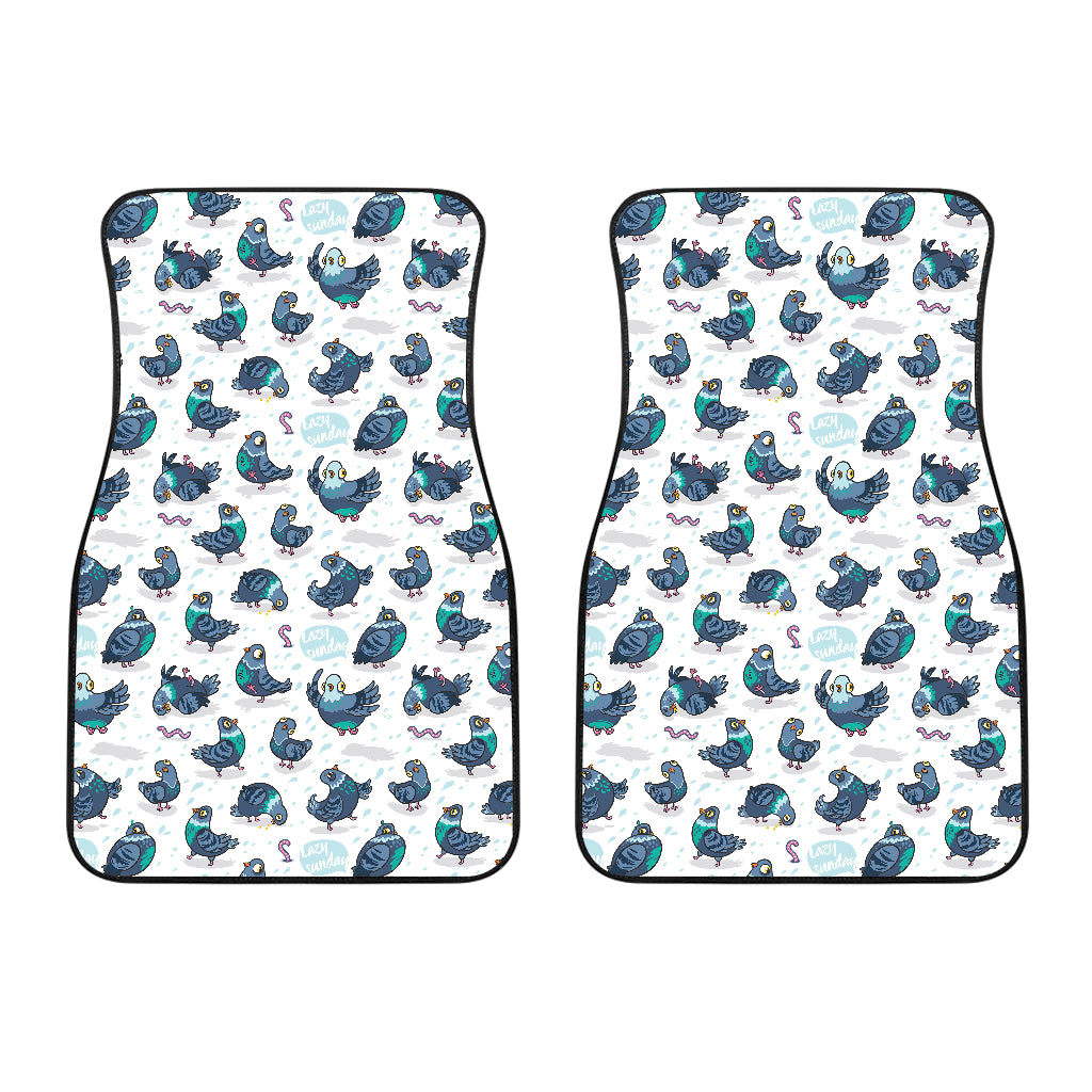 Pigeon Pattern Print Design 02 Front Car Mats