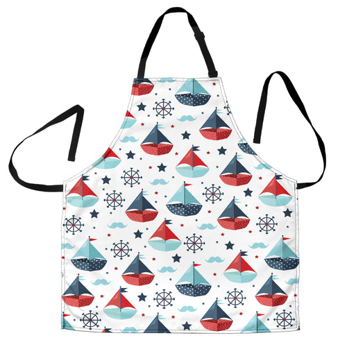 Cute Color Paper Sailboat Pattern Adjustable Apron