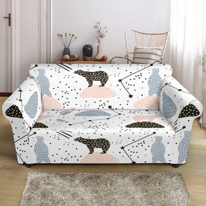 Polar Bears Star Poka Dot Pattern Loveseat Couch Slipcover