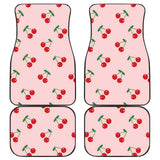 Cherry Pattern Pink Background Front And Back Car Mats