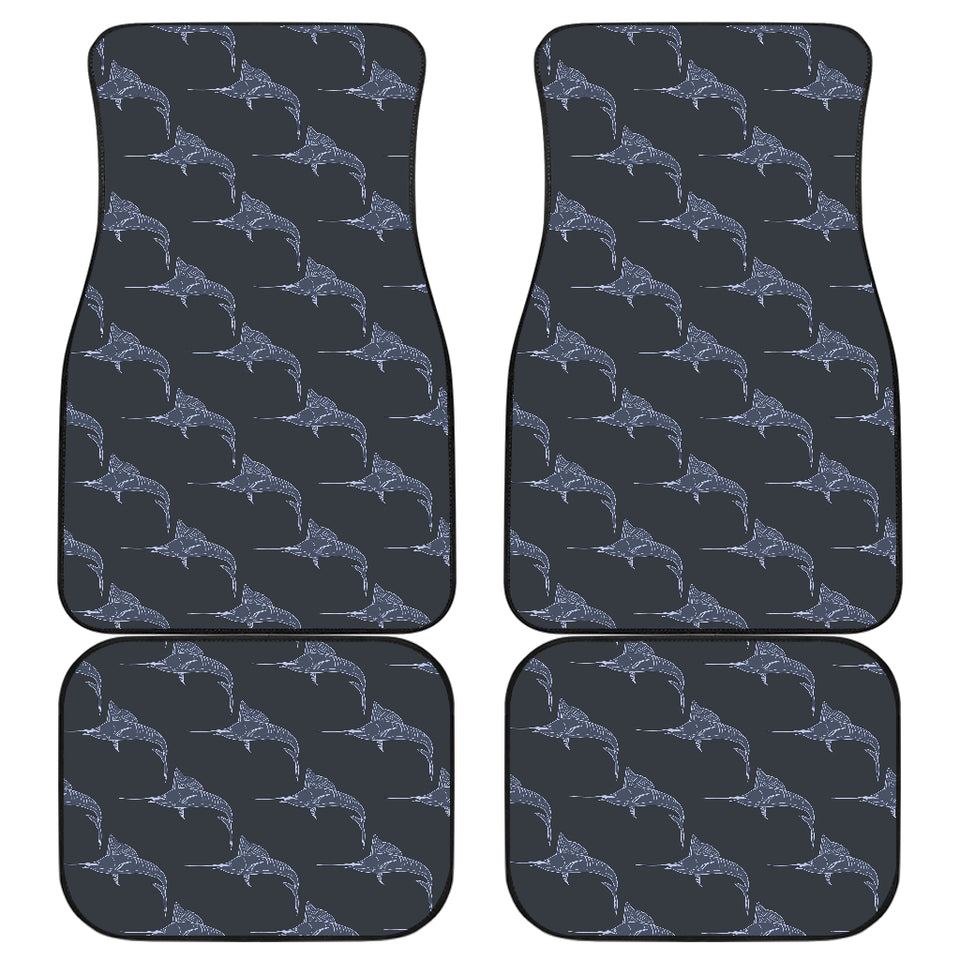 Swordfish Pattern Print Design 03 Front and Back Car Mats
