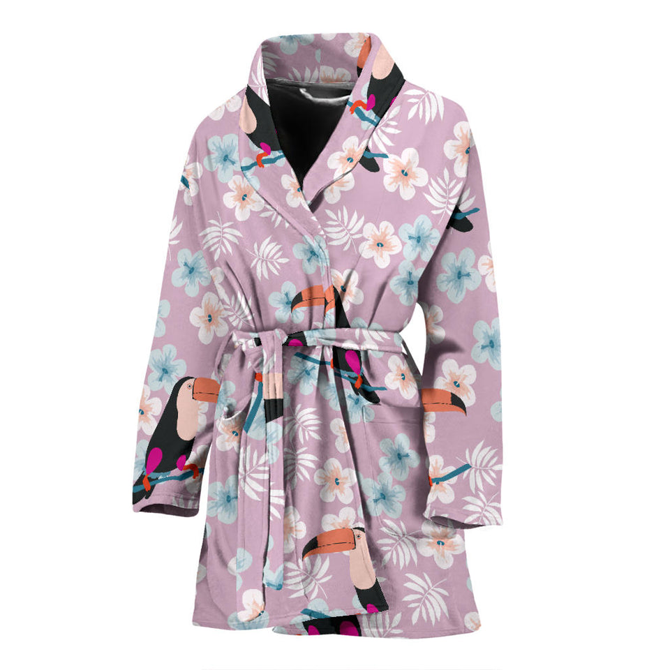 Beautiful Toucan Flower Leaves Women'S Bathrobe