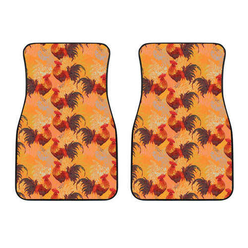 Red Rooster Chicken Cock Pattern Front Car Mats
