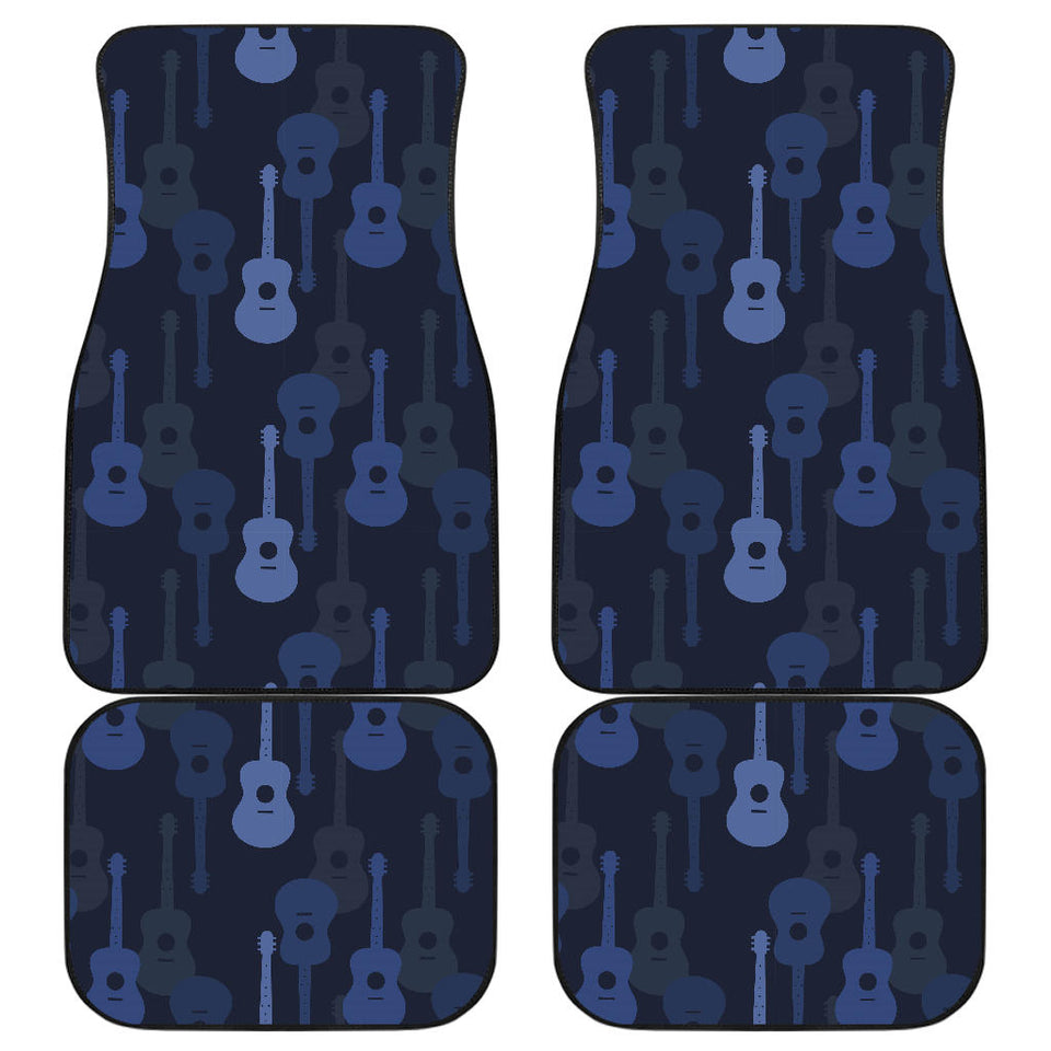 Blue Theme Guitar Pattern Front And Back Car Mats