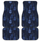 Blue Theme Guitar Pattern Front And Back Car Mats
