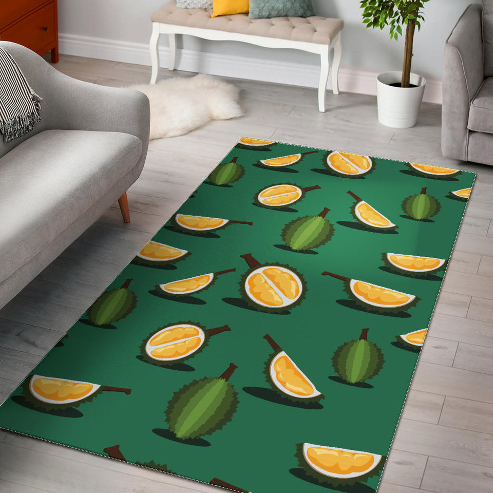 Durian Pattern Green Background Area Rug