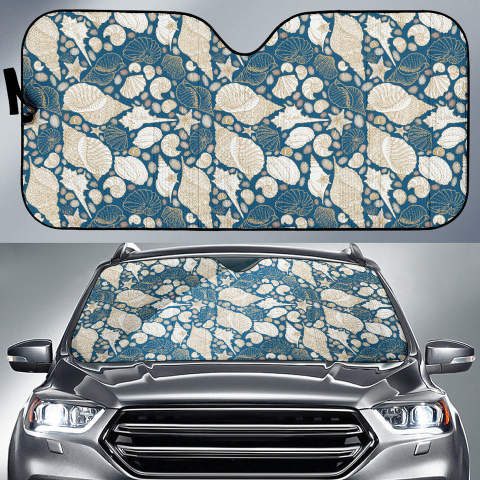 Shell Polynesian Tribal Design Pattern Car Sun Shade