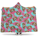 Beagle Muzzles Turquoise Paint Splashes Pink Pattern Hooded Blanket