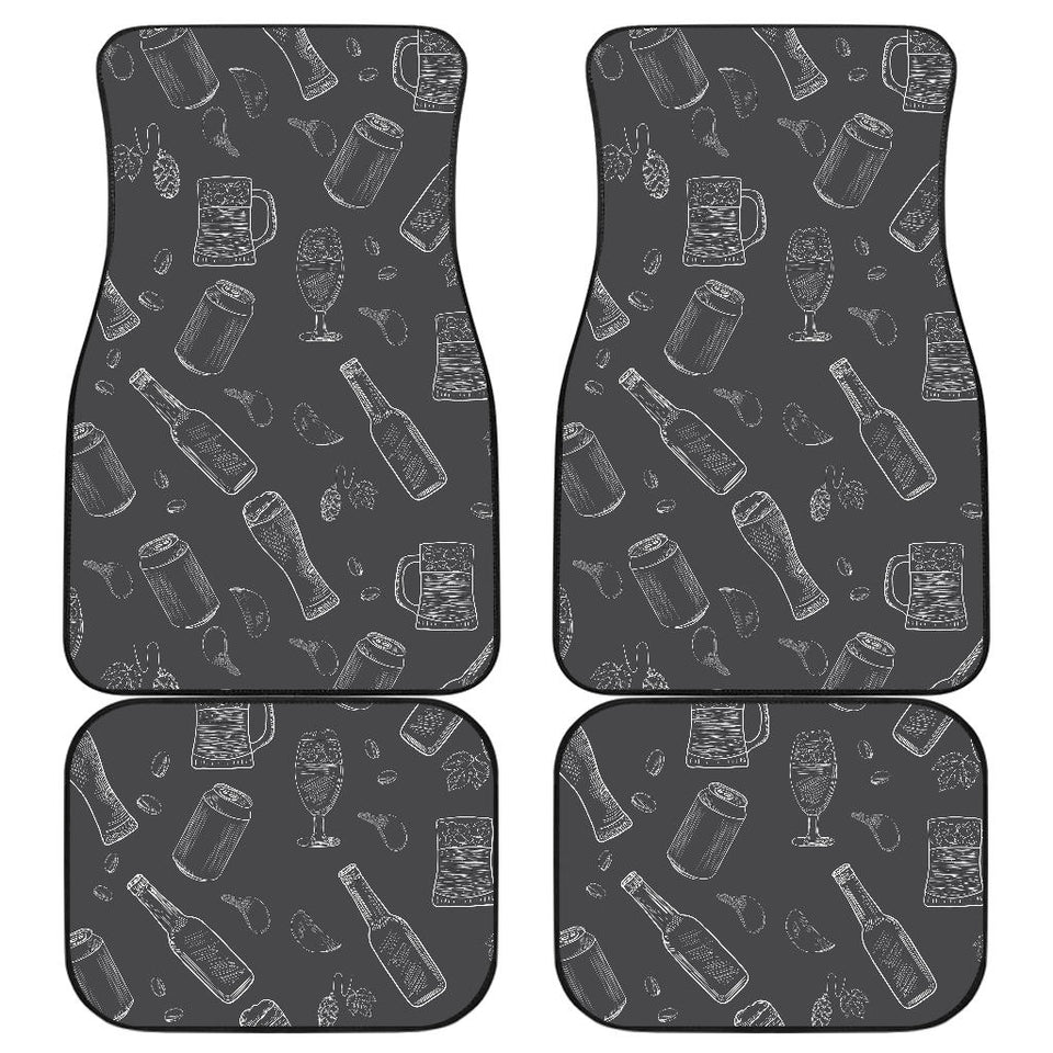 Beer Hand Drawn Pattern Front And Back Car Mats