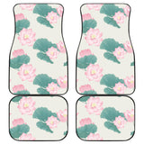 Pink Lotus Waterlily Leaves Pattern Front And Back Car Mats
