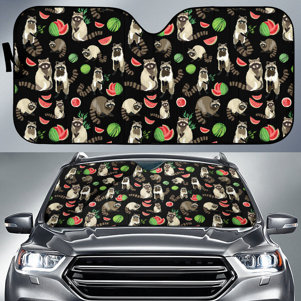 Raccoon Watermelon Pattern Car Sun Shade