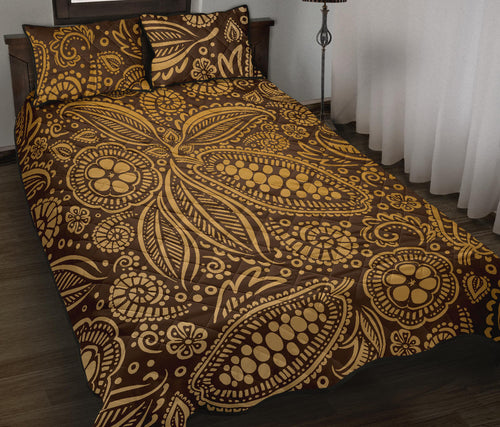 cocoa beans tribal polynesian pattern background Quilt Bed Set