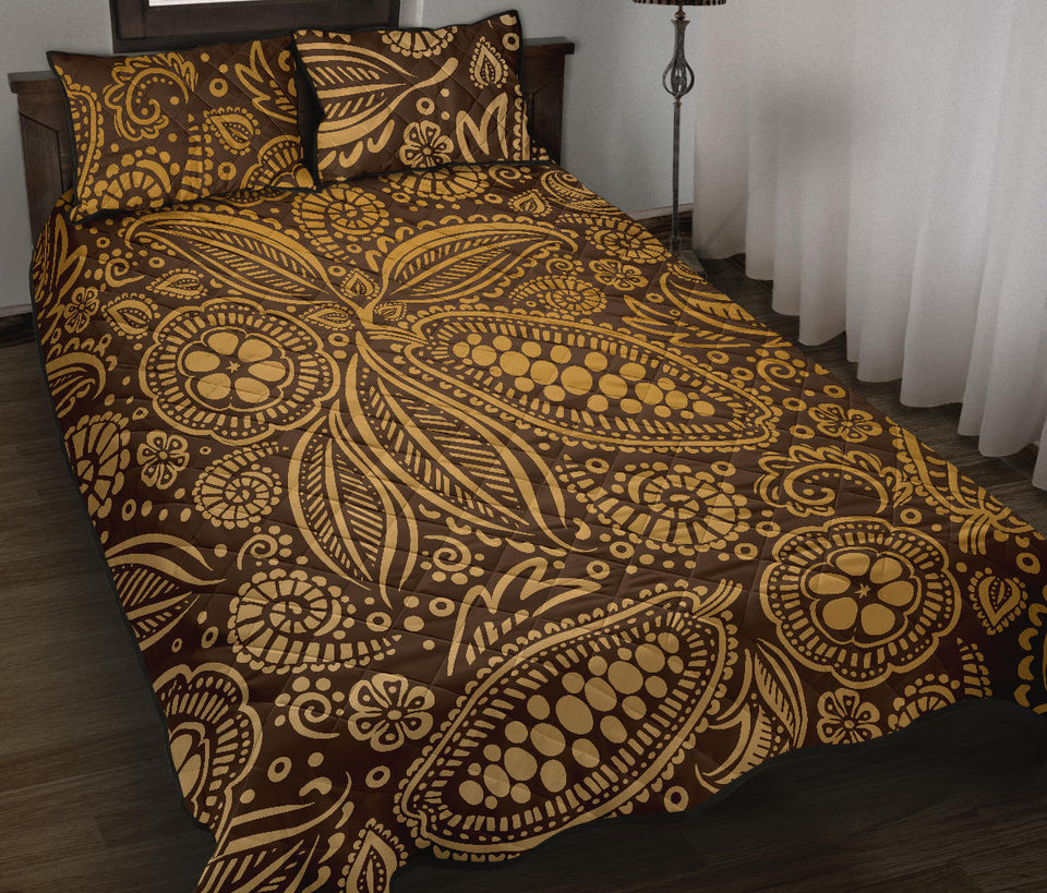 cocoa beans tribal polynesian pattern background Quilt Bed Set