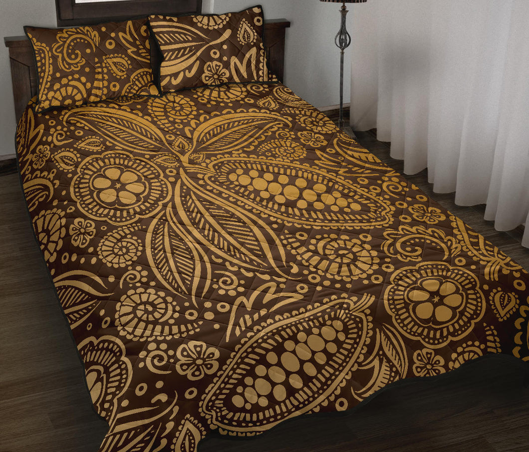 cocoa beans tribal polynesian pattern background Quilt Bed Set