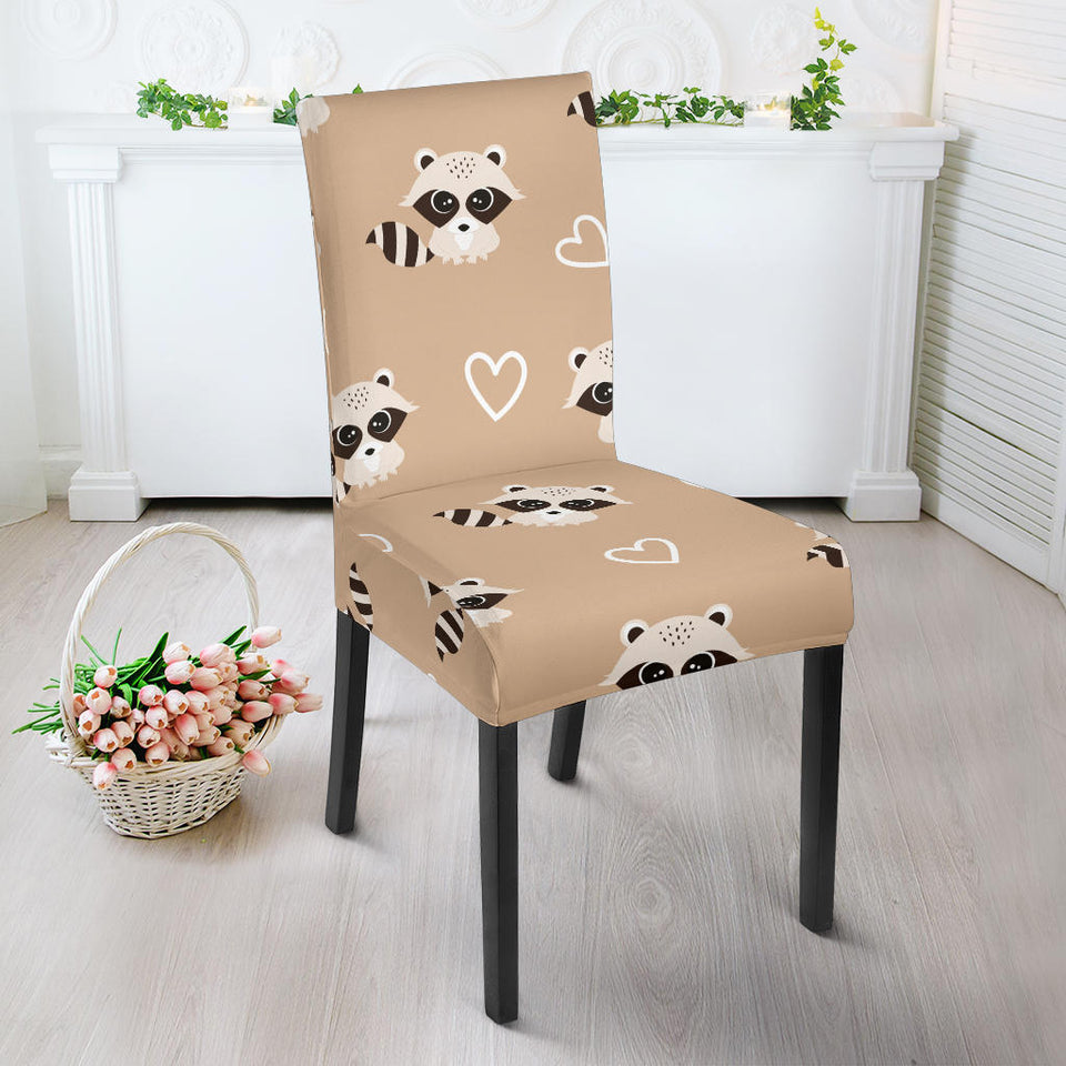 Cute Raccoon Heart Pattern Dining Chair Slipcover