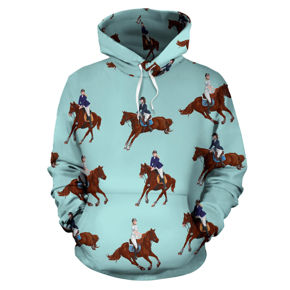 Horses Running Horses Rider Pattern Men Women Pullover Hoodie