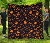 Halloween Pattern Pumpkin Background Premium Quilt