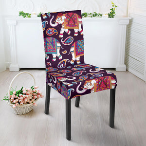 Elephant Indian Style Ornament Pattern Dining Chair Slipcover