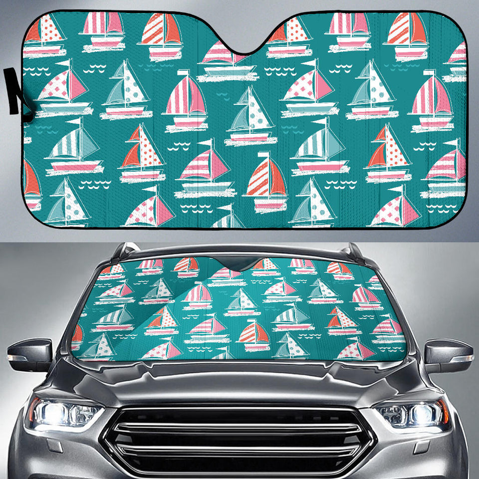 Cute Sailboat Pattern Car Sun Shade