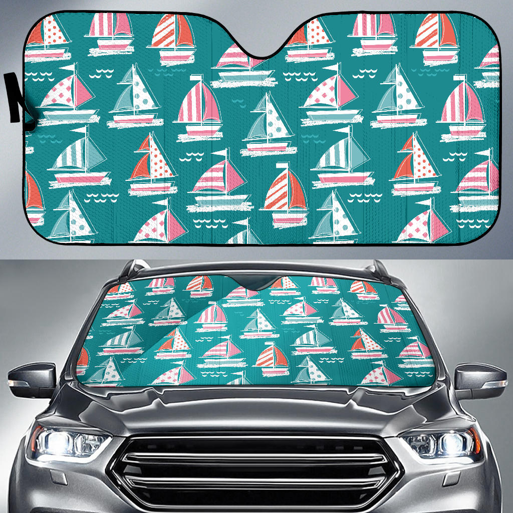 Cute Sailboat Pattern Car Sun Shade