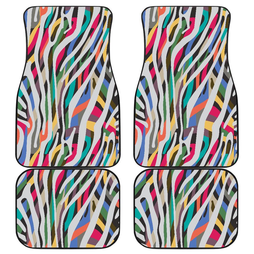 Colorful Zebra Skin Pattern Front And Back Car Mats