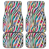 Colorful Zebra Skin Pattern Front And Back Car Mats